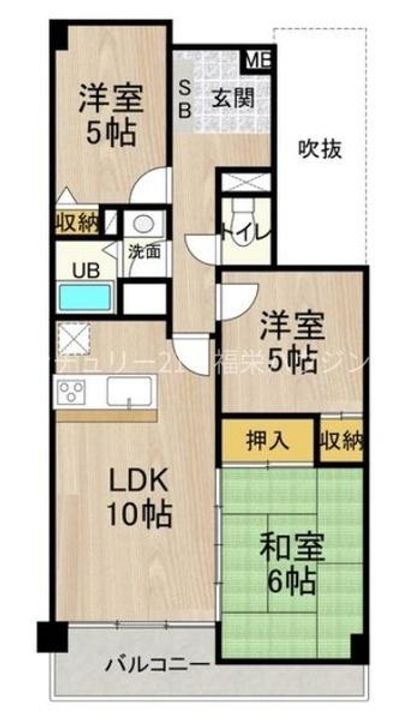 大阪府大阪市鶴見区今津中2(マンション)の賃貸物件の間取り
