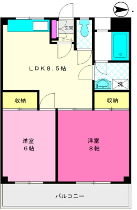 神奈川県川崎市中原区下小田中6(マンション)の賃貸物件の間取り