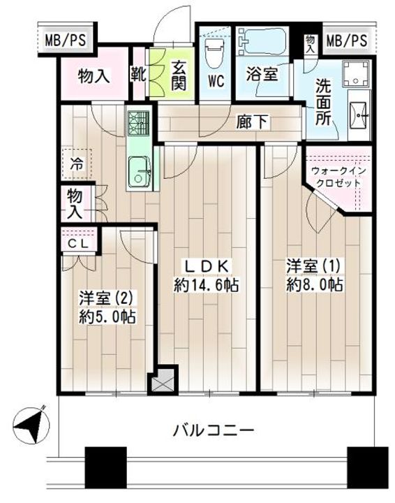 東京都品川区大崎2(マンション)の賃貸物件の間取り