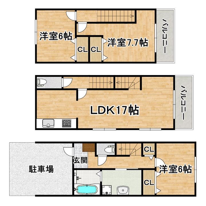 大阪府松原市天美北3(一戸建)の賃貸物件の間取り