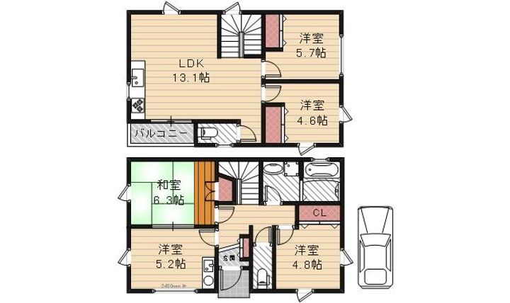大阪府東大阪市永和3(一戸建)の賃貸物件の間取り