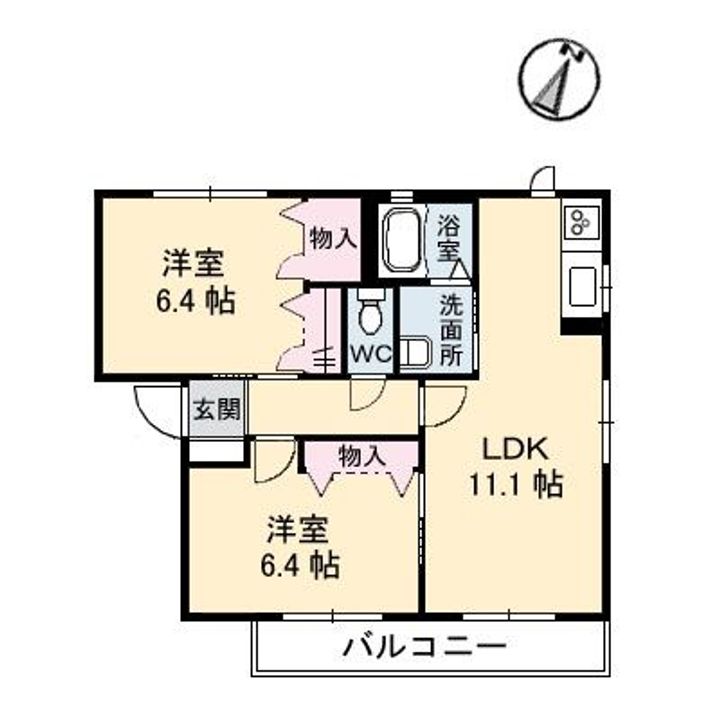 大毛寺ハイツC棟の間取り