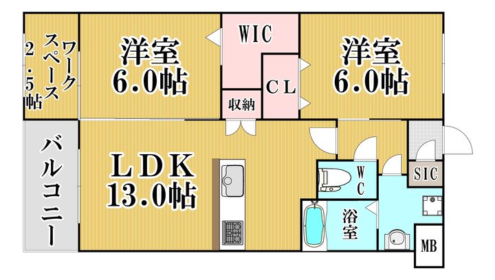 福岡県福岡市早良区野芥7(マンション)の賃貸物件の間取り