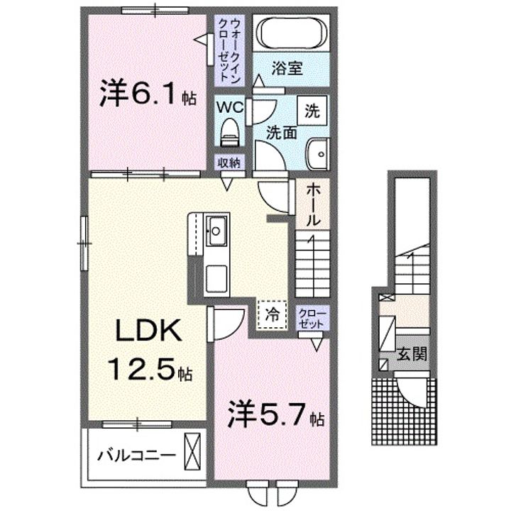滋賀県彦根市宇尾町(アパート)の賃貸物件の間取り