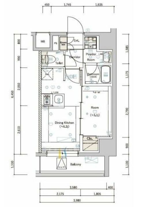 東京都江東区住吉1(マンション)の賃貸物件の間取り