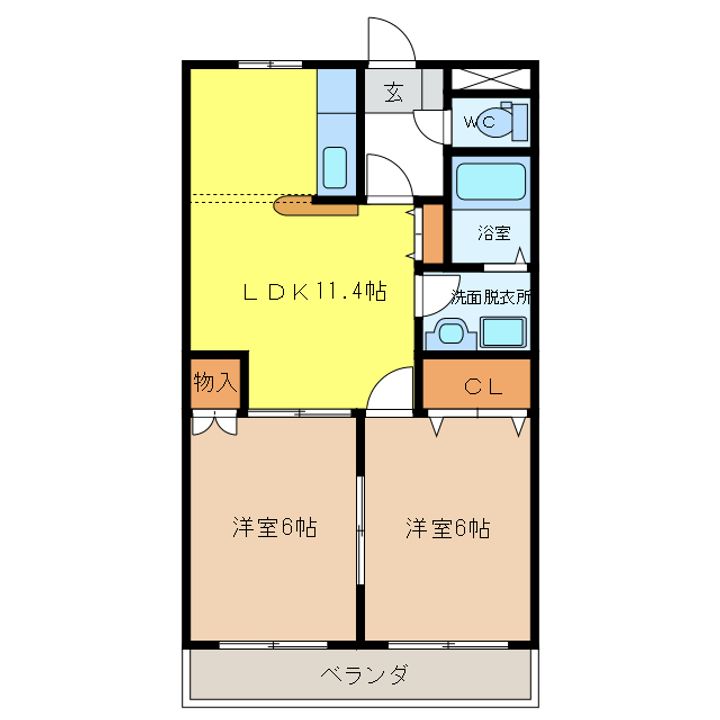 岐阜県岐阜市岩田東3(アパート)の賃貸物件の間取り