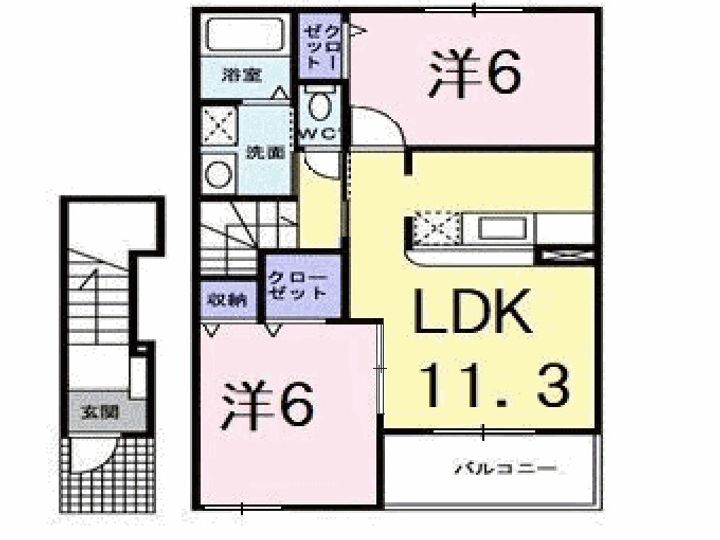 徳島県阿南市見能林町浜浦(アパート)の賃貸物件の間取り