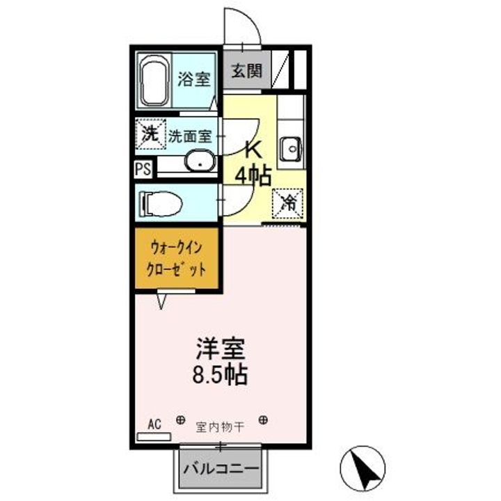 栃木県小山市西城南5(アパート)の賃貸物件の間取り