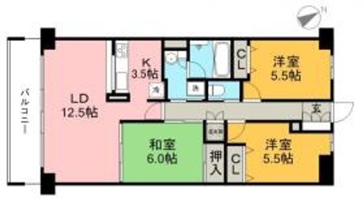 高知県高知市農人町(マンション)の賃貸物件の間取り