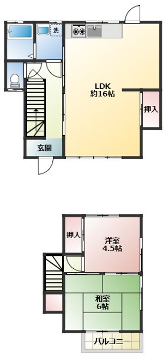 神奈川県横須賀市武3(一戸建)の賃貸物件の間取り