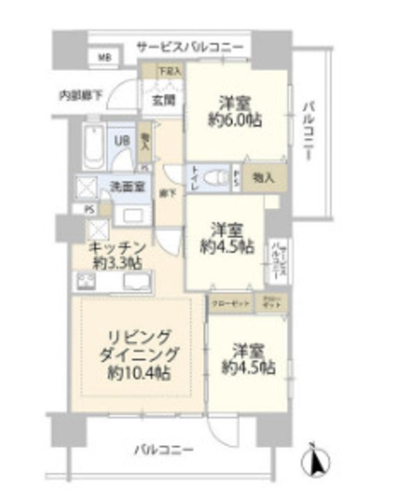 東京都江東区冬木(マンション)の賃貸物件の間取り
