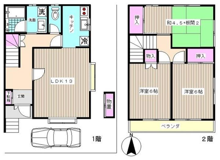 埼玉県さいたま市浦和区皇山町(一戸建)の賃貸物件の間取り