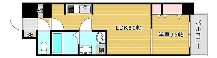 大阪府大阪市生野区巽中4(マンション)の賃貸物件の間取り