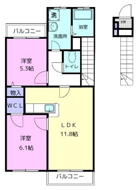 和歌山県和歌山市冬野(アパート)の賃貸物件の間取り