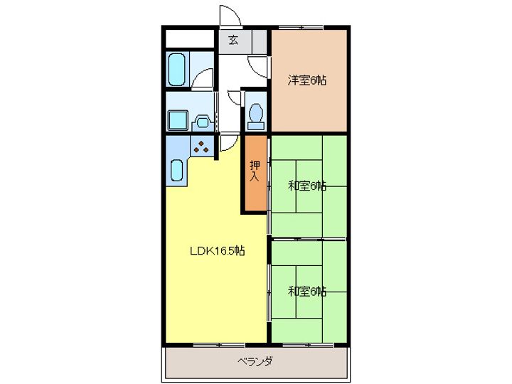 岐阜県岐阜市北島7(マンション)の賃貸物件の間取り