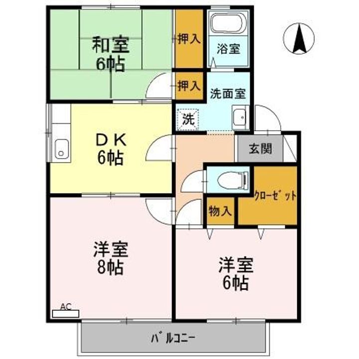 高知県高知市朝倉横町(アパート)の賃貸物件の間取り