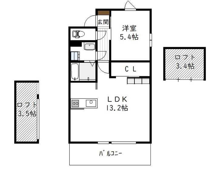 アルテマイスターカサミラ(1LDK・ロフト2室)の間取り