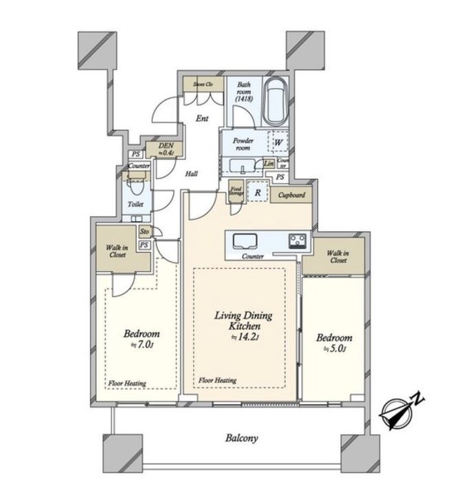 東京都港区虎ノ門3(マンション)の賃貸物件の間取り