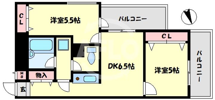 大阪府大阪市浪速区恵美須西3(マンション)の賃貸物件の間取り