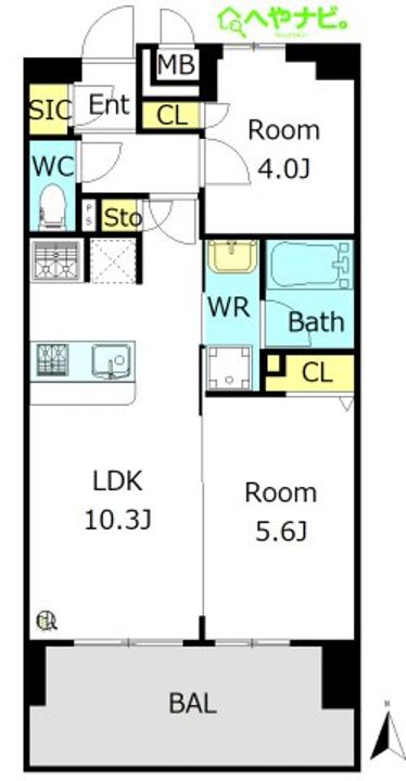 愛知県名古屋市中村区亀島2(マンション)の賃貸物件の間取り