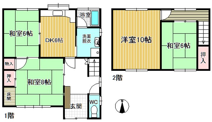 香川県高松市由良町(一戸建)の賃貸物件の間取り