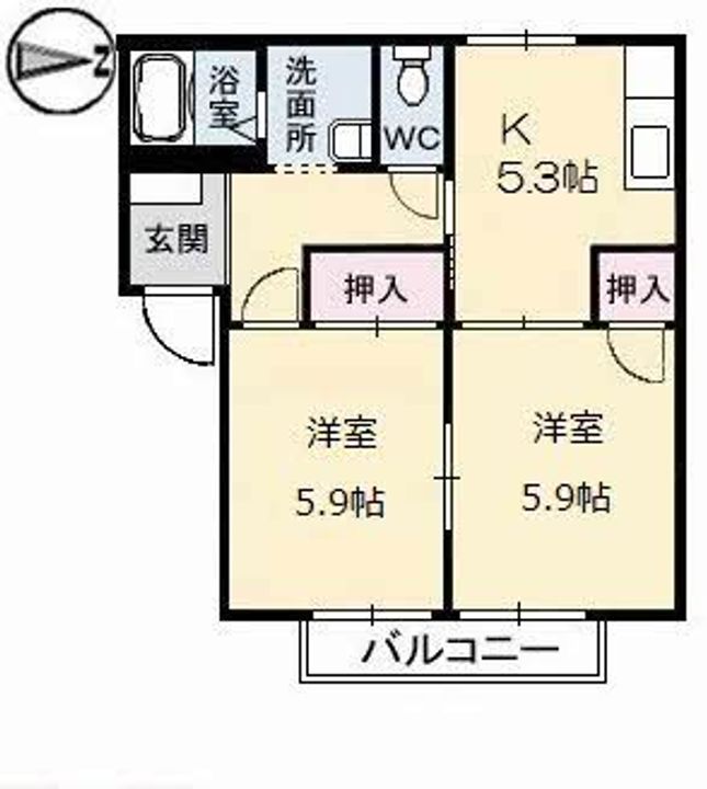 フローラル一の宮 A棟の間取り