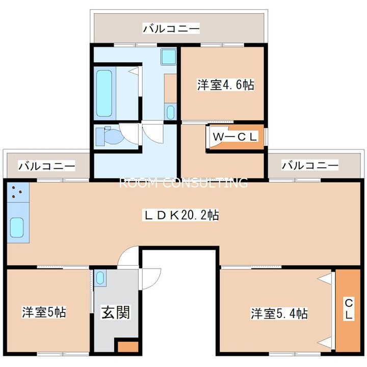鹿児島県鹿児島市希望ヶ丘町(マンション)の賃貸物件の間取り