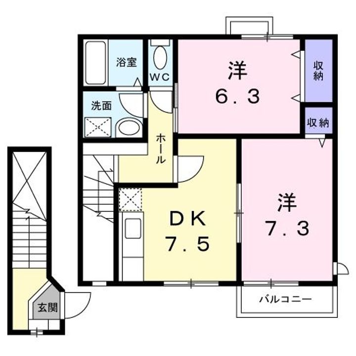 福島県いわき市小名浜大原字西橋本(アパート)の賃貸物件の間取り