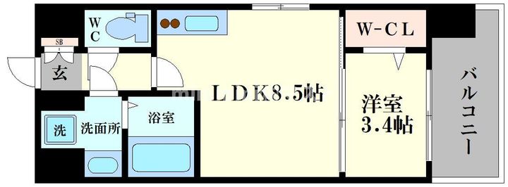 大阪府大阪市浪速区幸町2(マンション)の賃貸物件の間取り