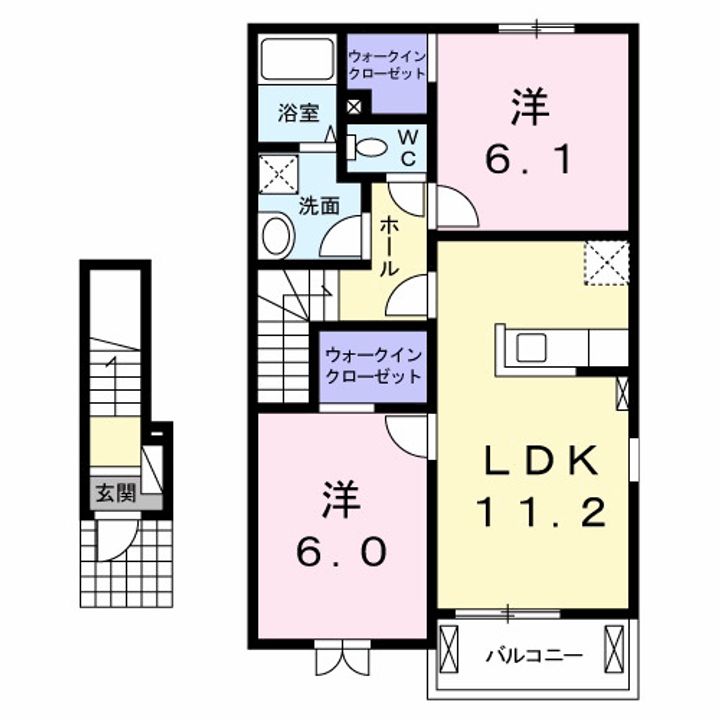 徳島県徳島市北島田町1(アパート)の賃貸物件の間取り