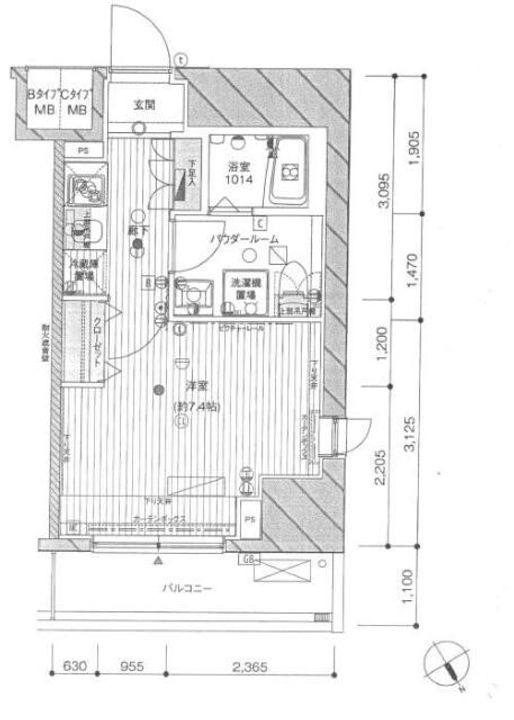 東京都北区田端新町3(マンション)の賃貸物件の間取り