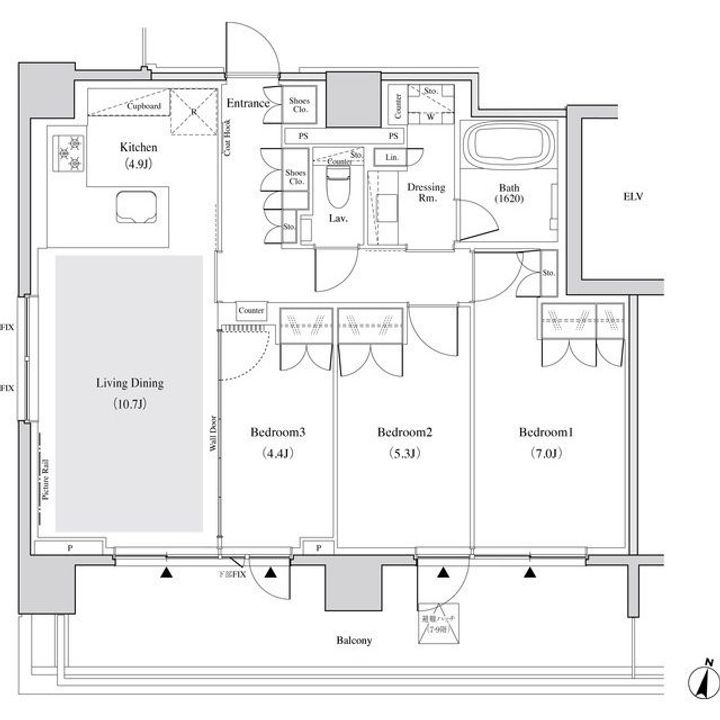 東京都渋谷区代々木3(マンション)の賃貸物件の間取り