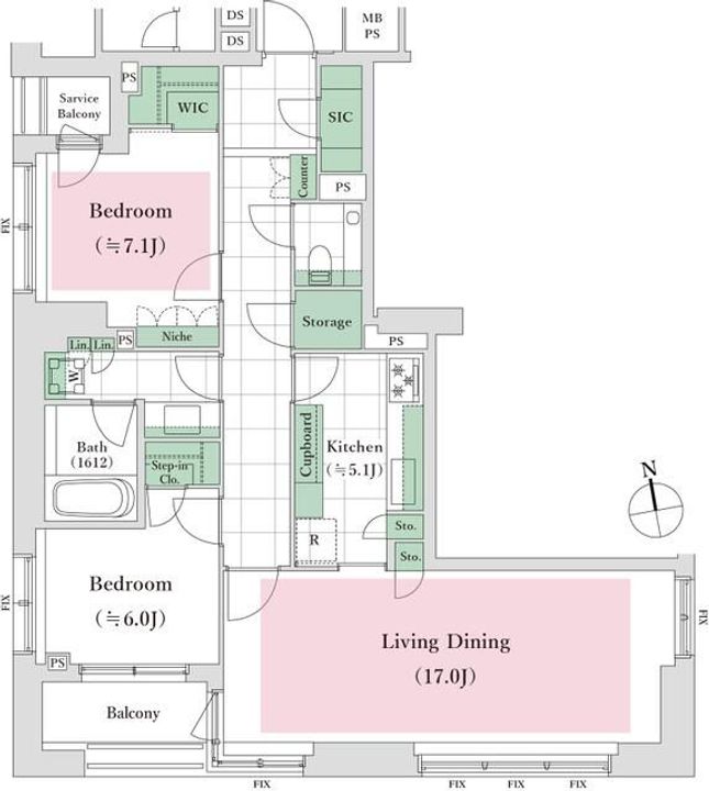 東京都港区麻布台3(マンション)の賃貸物件の間取り