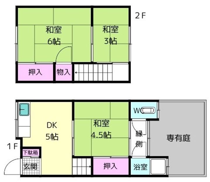 奈良県生駒市西旭ケ丘(一戸建)の賃貸物件の間取り