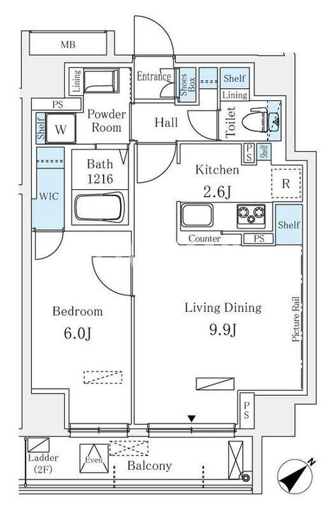 東京都港区麻布十番1(マンション)の賃貸物件の間取り