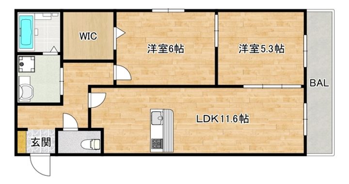 大阪府大阪市東住吉区針中野2(アパート)の賃貸物件の間取り