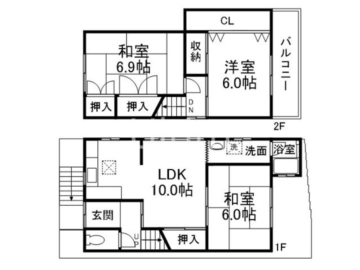 京都府京都市伏見区深草大亀谷大山町(一戸建)の賃貸物件の間取り