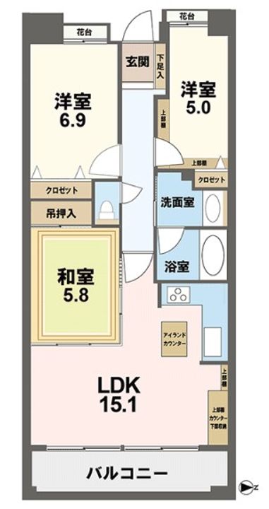 群馬県高崎市八島町(マンション)の賃貸物件の間取り