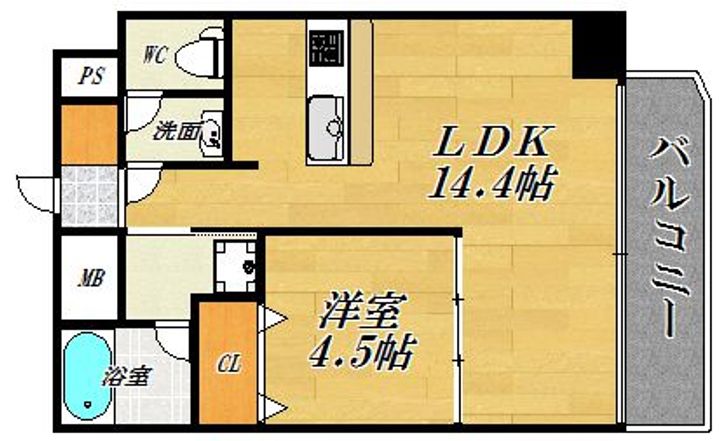 大阪府大阪市北区豊崎2(マンション)の賃貸物件の間取り