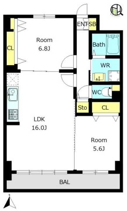 愛知県名古屋市中区松原2(マンション)の賃貸物件の間取り