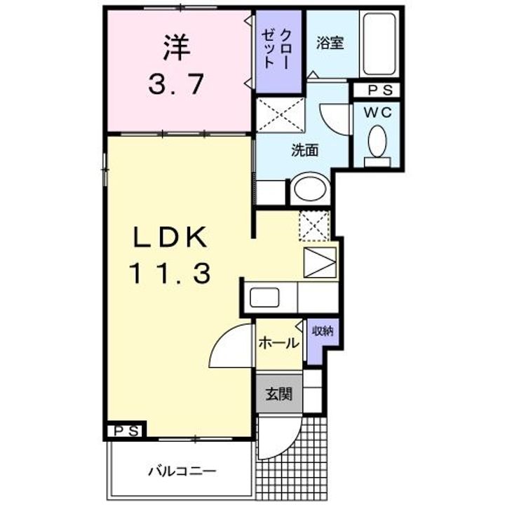 栃木県宇都宮市中岡本町(アパート)の賃貸物件の間取り