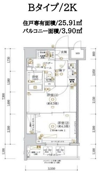 東京都江東区亀戸4(マンション)の賃貸物件の間取り