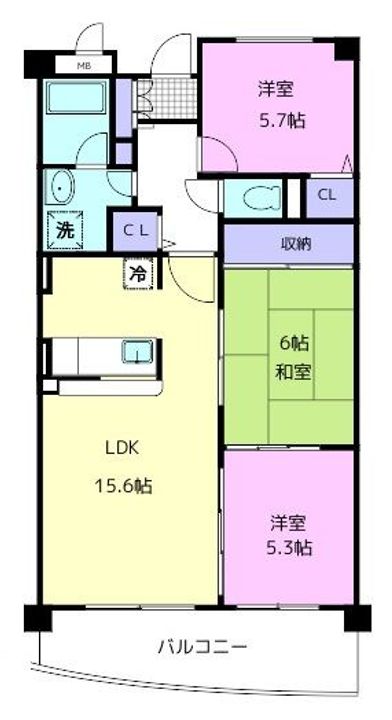 和歌山県和歌山市三葛(マンション)の賃貸物件の間取り