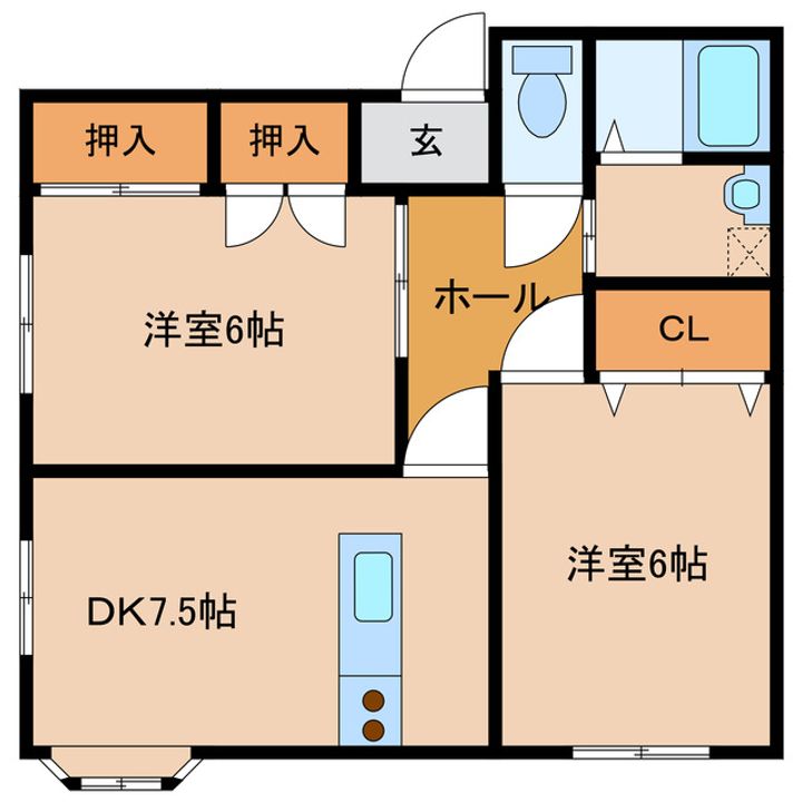 宮崎県都城市北原町(アパート)の賃貸物件の間取り
