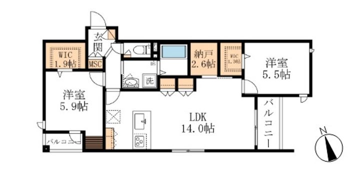東京都練馬区貫井2(マンション)の賃貸物件の間取り