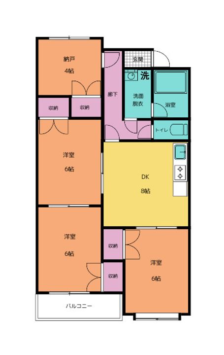 栃木県宇都宮市簗瀬2(マンション)の賃貸物件の間取り