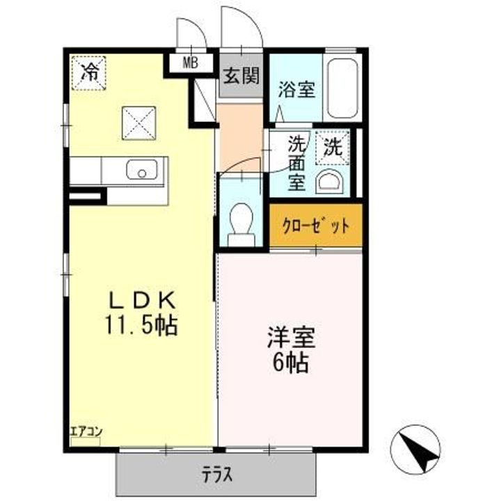 栃木県足利市田中町(アパート)の賃貸物件の間取り
