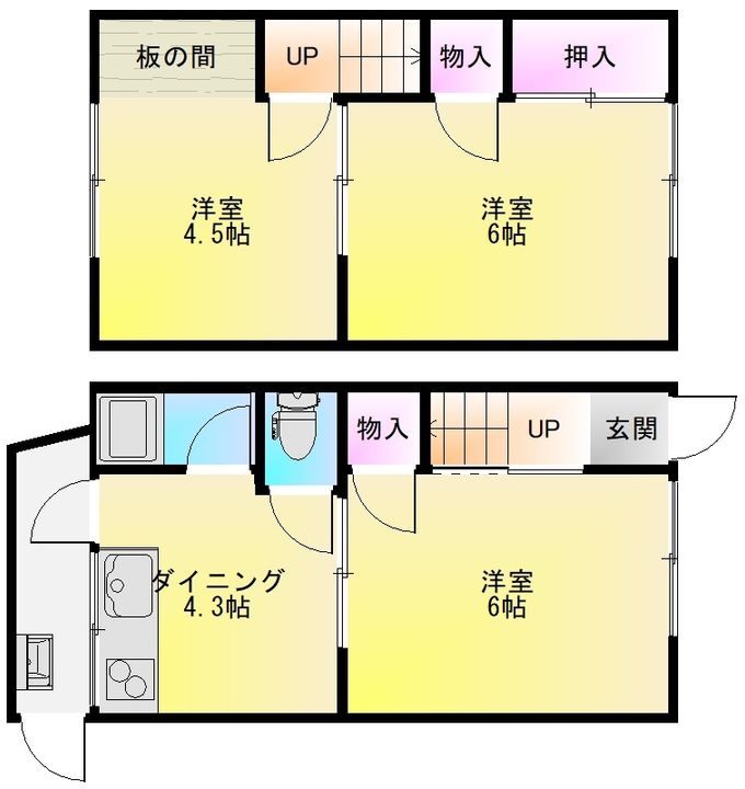 大阪府八尾市老原4(一戸建)の賃貸物件の間取り
