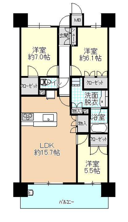 プレミスト徳山ザ・レジデンスの間取り