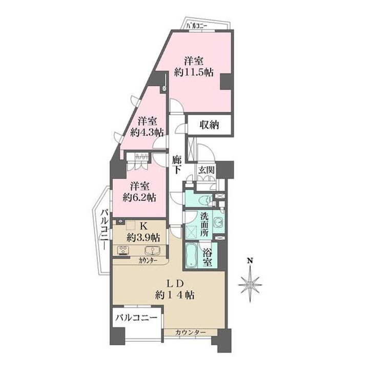 東京都文京区本郷4(マンション)の賃貸物件の間取り